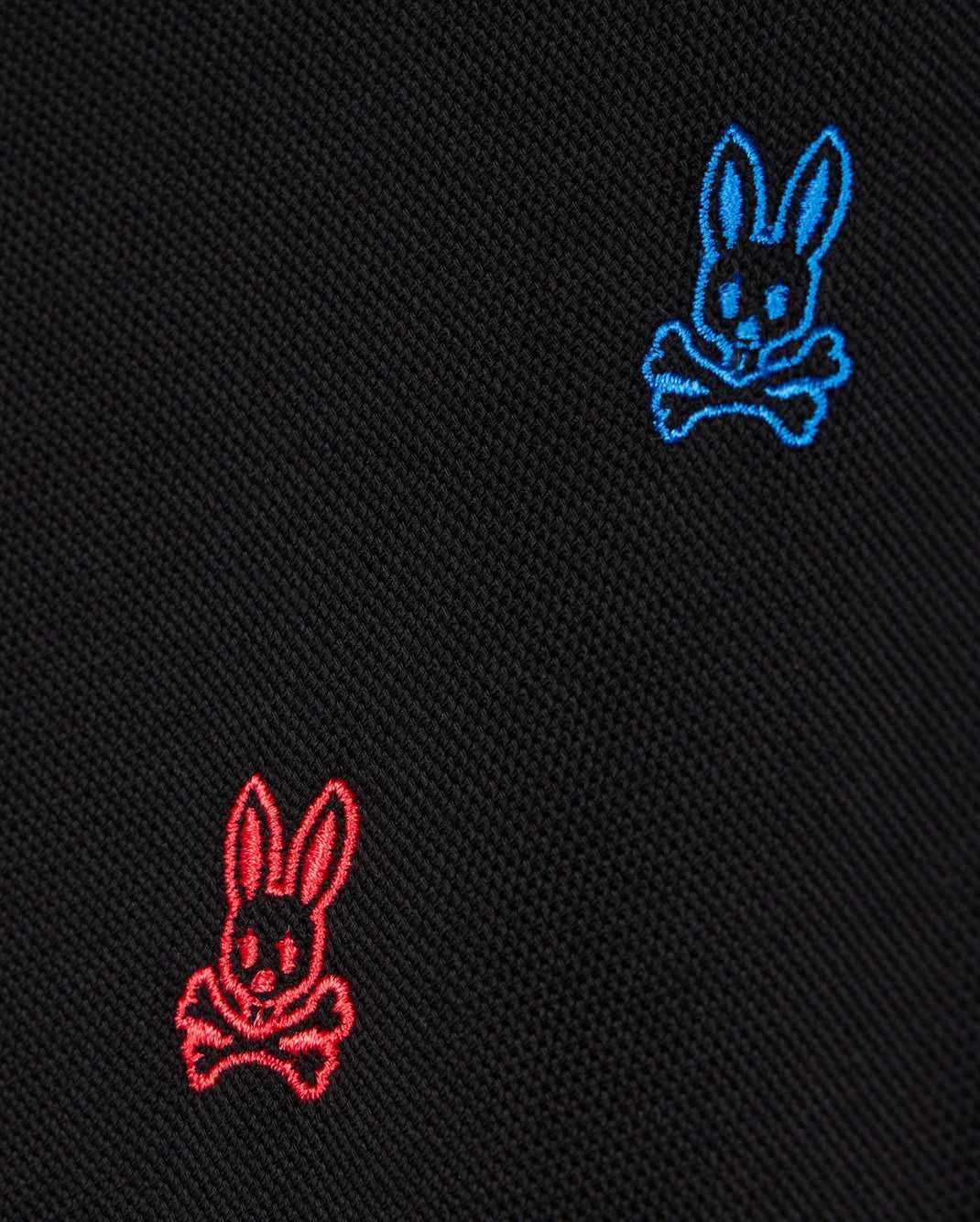 Polos Psycho Bunny Bonham All Over Bunny Pique Polo Noir Enfant | BQC-69697218